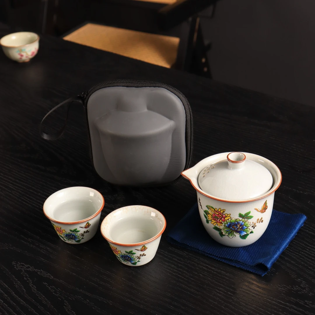 可变色汝窑旅行茶具便携式户外旅游车载茶器高档手抓泡茶壶快客杯