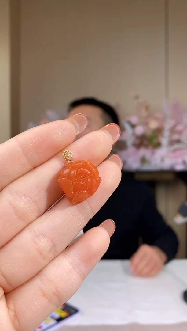 颈饰18K金镶嵌南红玛瑙yp