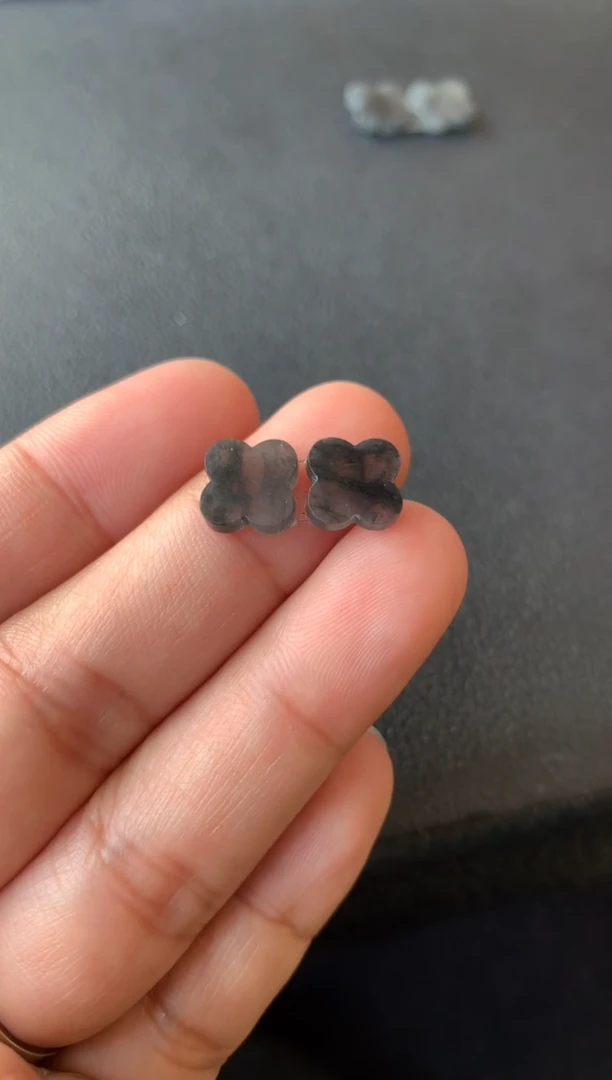 【闪购商品】翡翠耳饰未镶嵌四叶草一对150+15