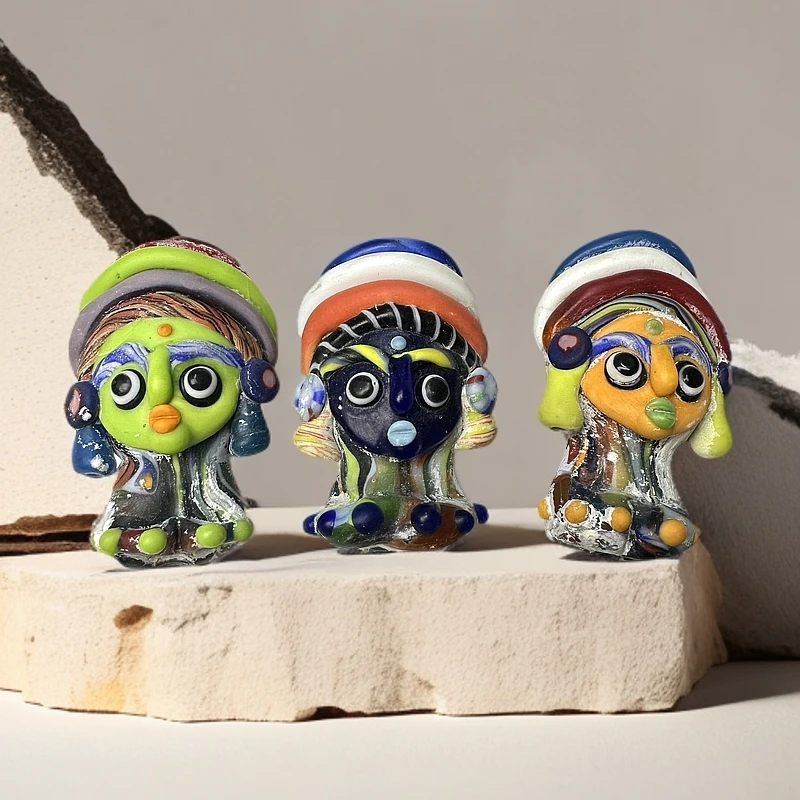 国外进口小众可爱时尚纯手工腓尼基人面琉璃吊坠挂件一个