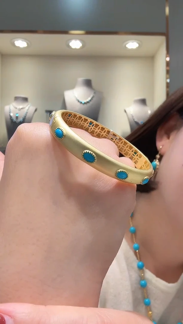 银S925镶嵌绿松石手镯067