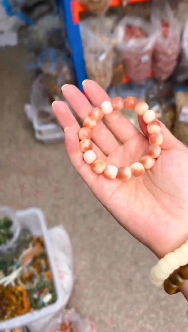 吊坠菩提根/象牙果粉色桶珠单圈