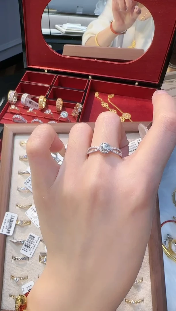 【闪购商品】钻石戒指/指环18K金镶嵌圆形钻戒12#16#