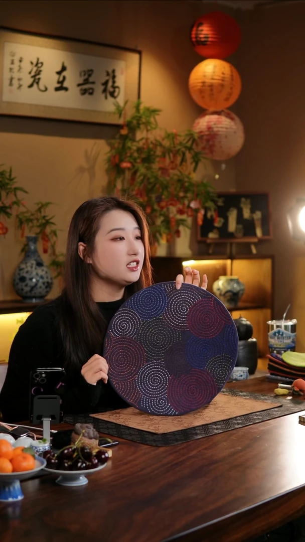 【闪购商品】织绣一团和气圆形茶席紫色