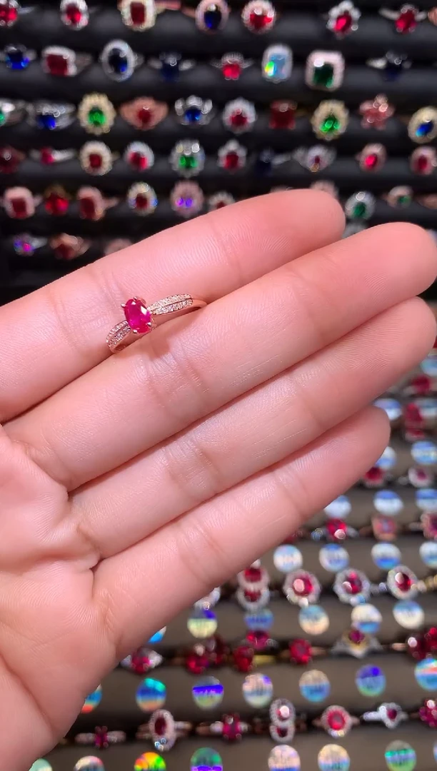 【闪购商品】红宝石戒指银S925镶嵌57玫瑰金