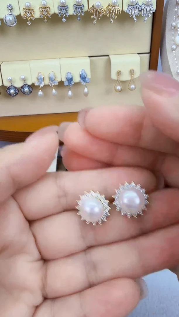 未镶嵌耳饰淡水珍珠太阳花