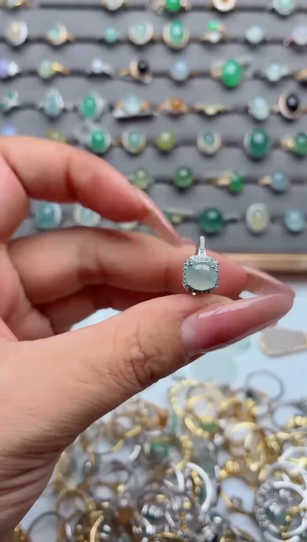 银S925镶嵌戒指翡翠.