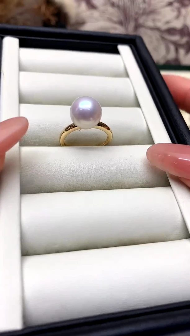 银S925镶嵌戒指淡水珍珠S925银淡水珍珠戒指