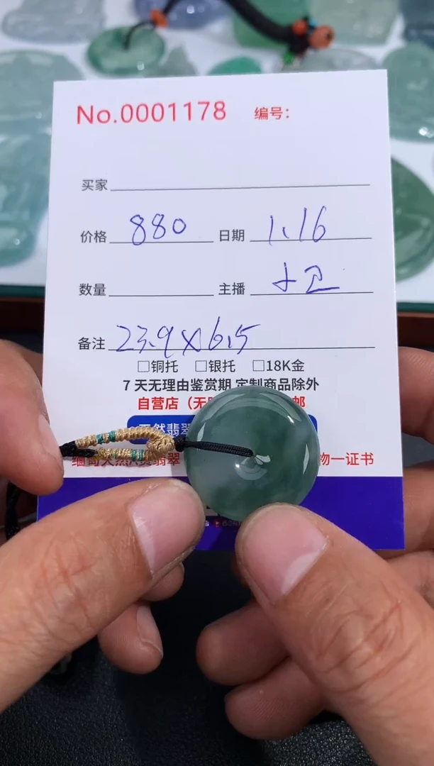 【闪购商品】翡翠颈饰未镶嵌平安扣