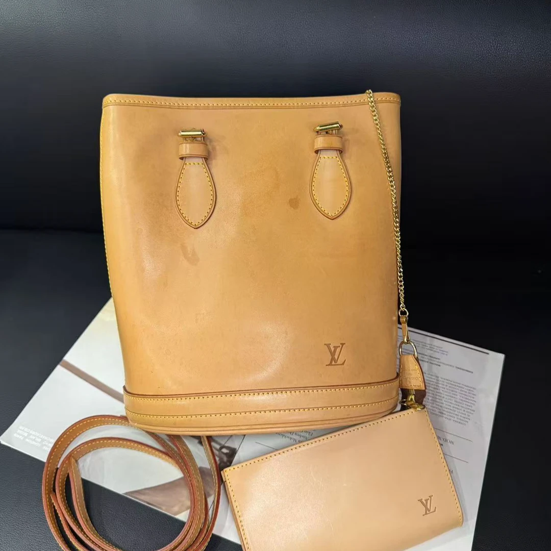 95新 LouisVuitton/路易威登 全植鞣革子母水桶单肩包02年B6184