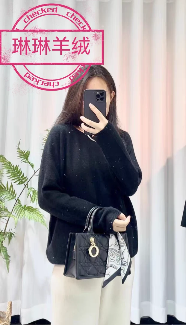 100%纯山羊绒新品春季圆领一线成型宽松圆领打底衫