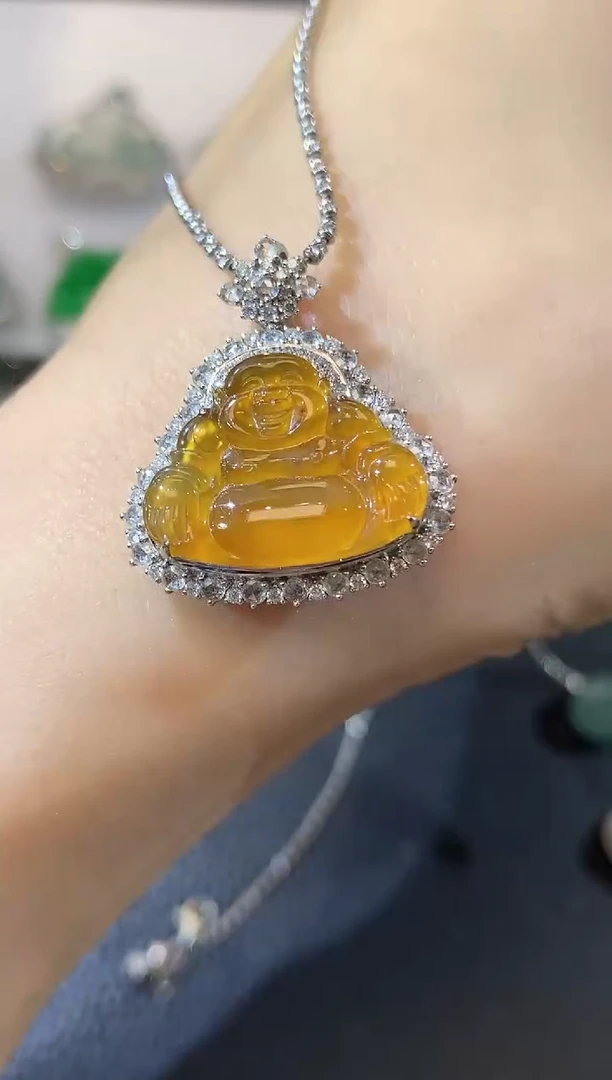 翡翠18K金镶嵌吊坠(不含链)A61