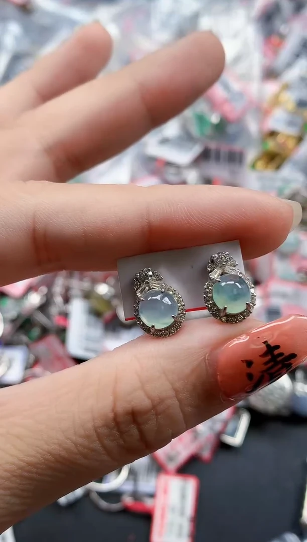 银S925镶嵌戒指翡翠天然A货缅甸翡翠