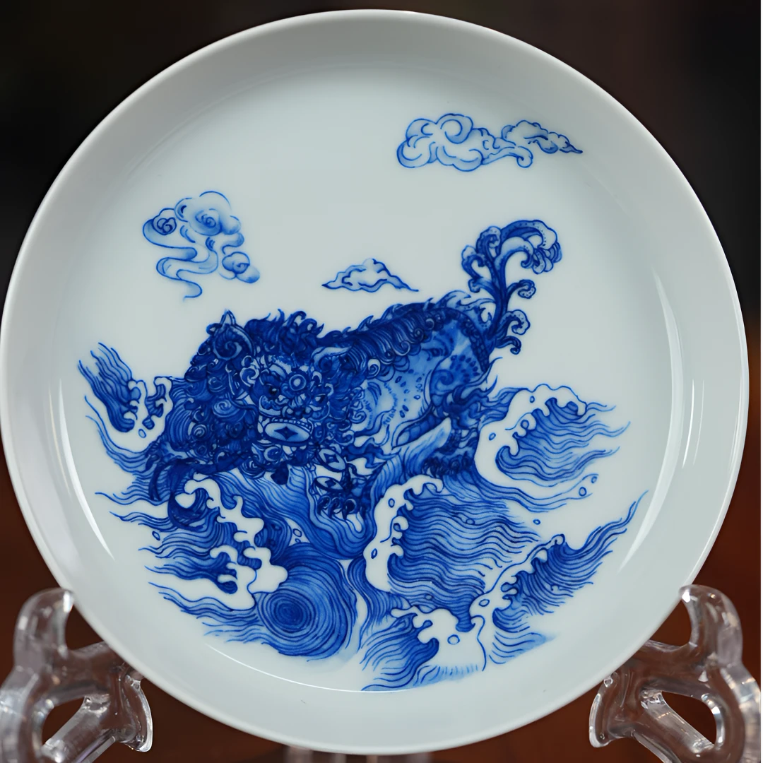 【宝荣窑】青花系列 踏浪瑞兽 壶承