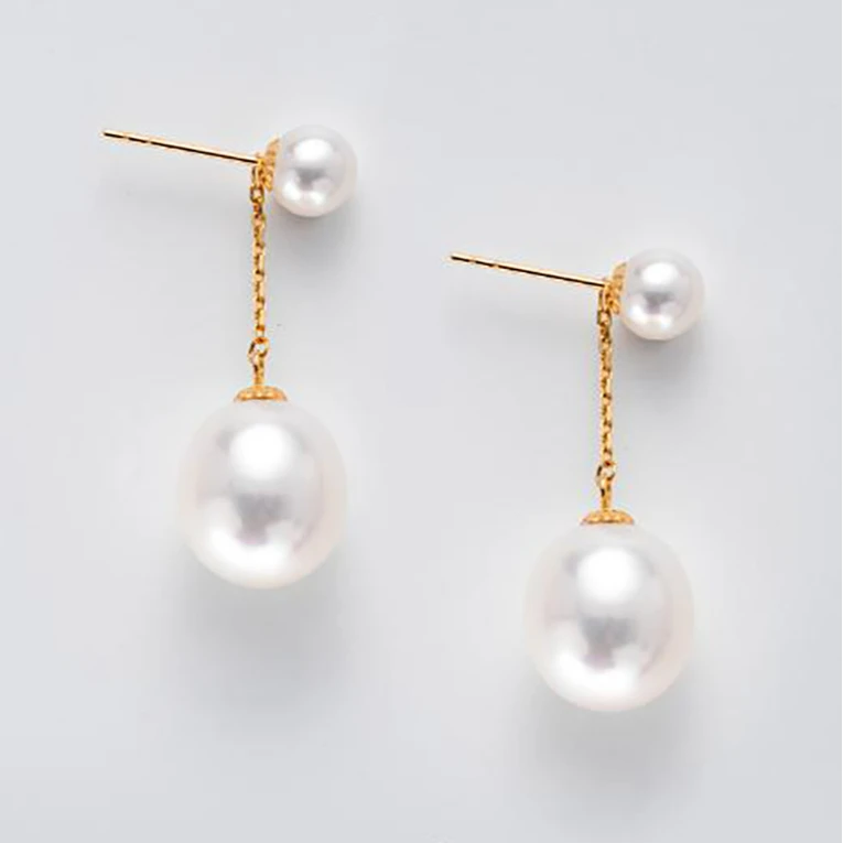 【破冰专属】18k金5-8mm无核极光淡水珍珠两戴款耳钉