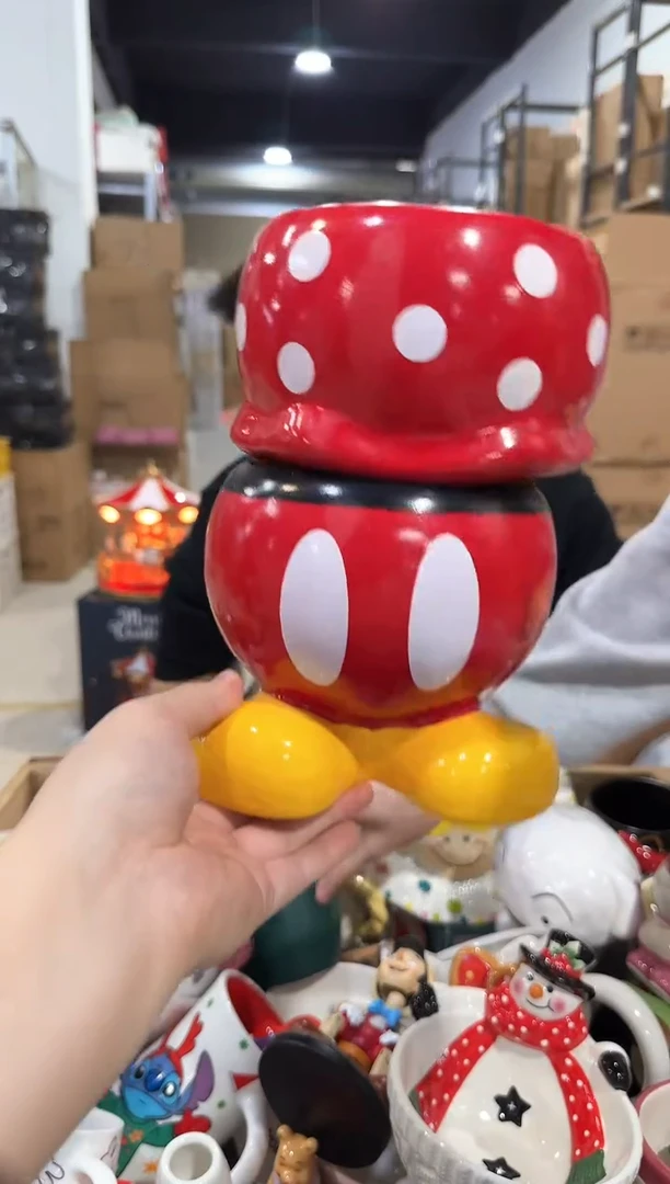 瓷片大号米奇米妮花盆