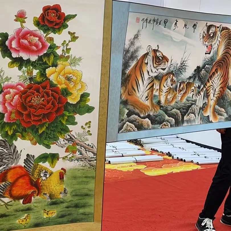 国画装饰挂画卷轴高档锦绫已装裱（竖4尺2）