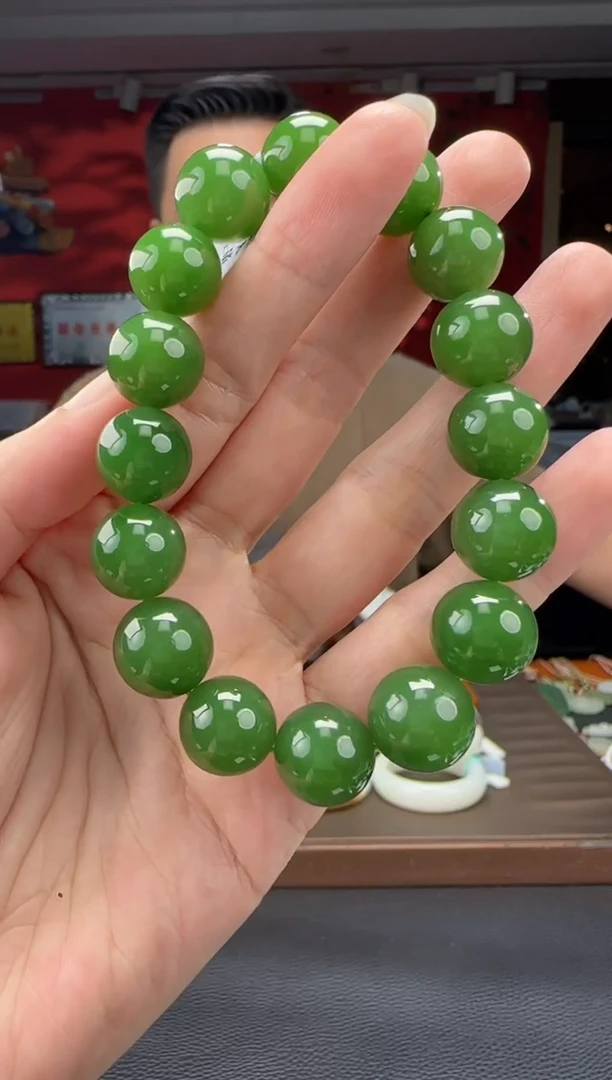 手串未镶嵌和田玉碧玉阳绿单圈手串