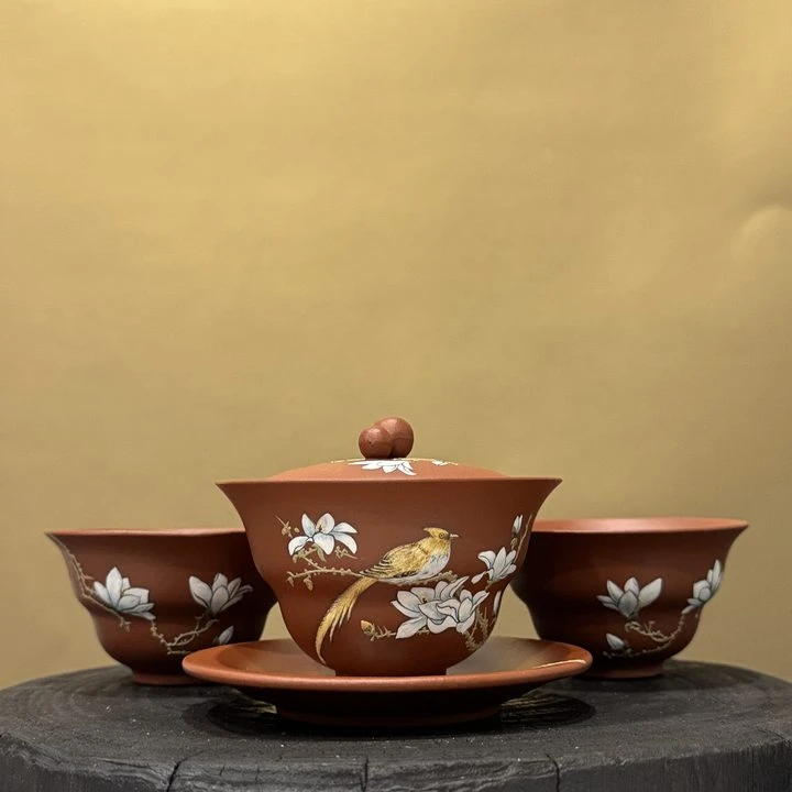 BL753大红袍“玉兰”三才盖碗（两杯）