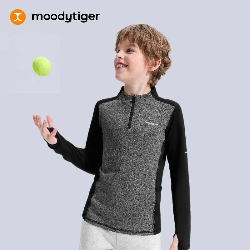 moodytiger天然绵柔秋季运动快干上衣内搭透气长袖立领圆领合集