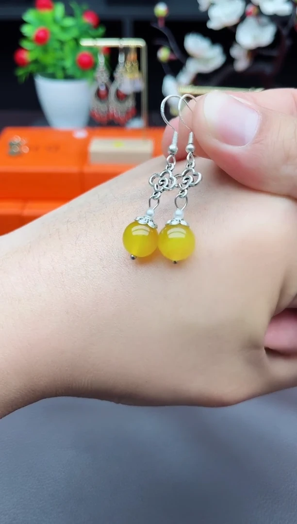 玛瑙/玉髓耳饰银S925镶嵌702000