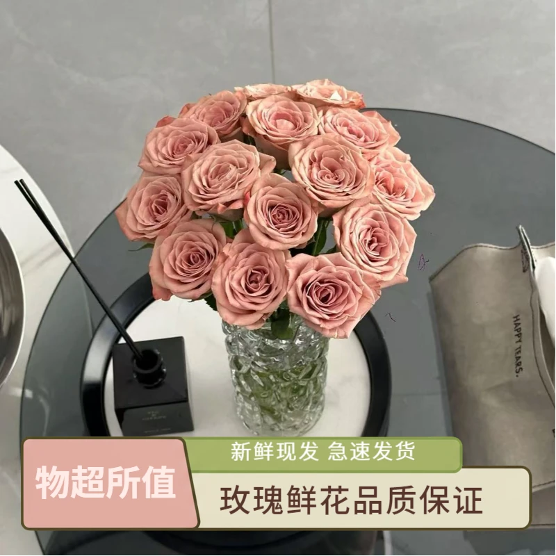 【次日达】卡布奇诺玫瑰生活鲜花家居鲜花次日达今天下单明天就到两单升级顺丰包邮三单送花瓶基地直发现采现发