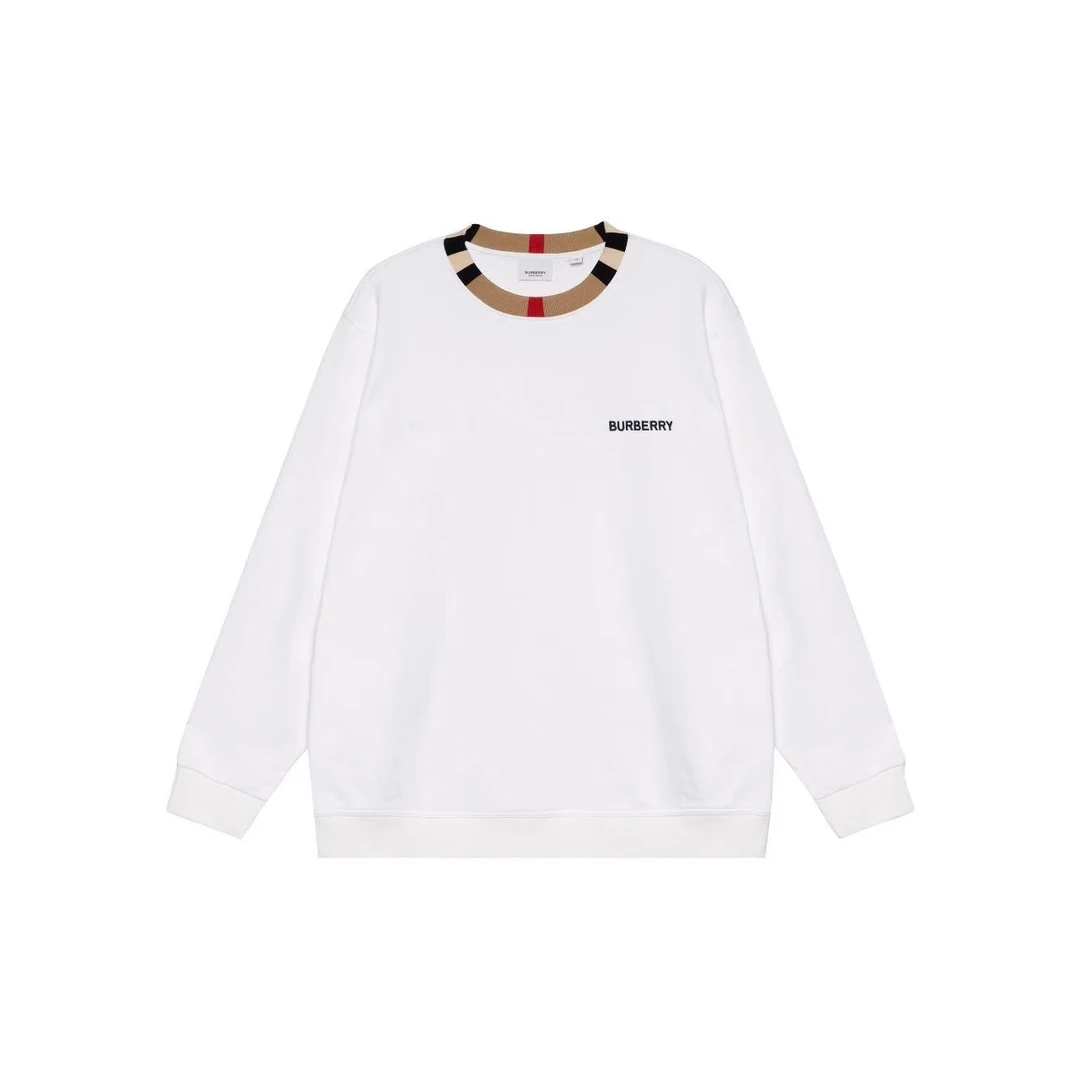 Burberry博柏利 SS23 纯色Logo印花圆领长袖卫衣男款白色80695311