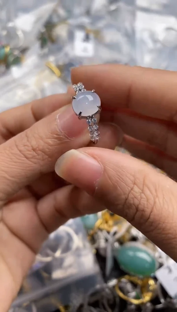 银S925镶嵌戒指翡翠999-8