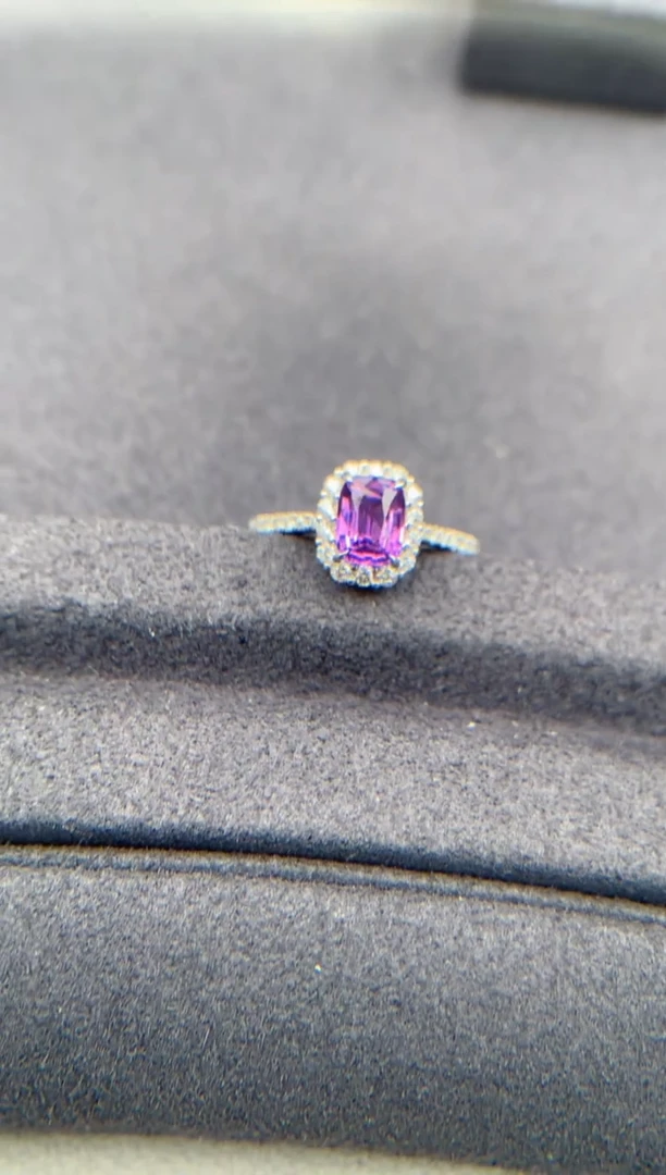戒指彩色蓝宝石18K金镶嵌1.13ct 紫蓝宝戒指 FA