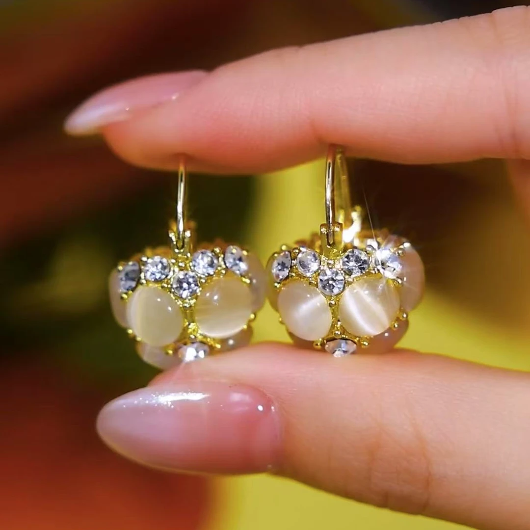 铜合金耳饰 原创设计几何形金色法式日韩耳环轻奢耳饰E4