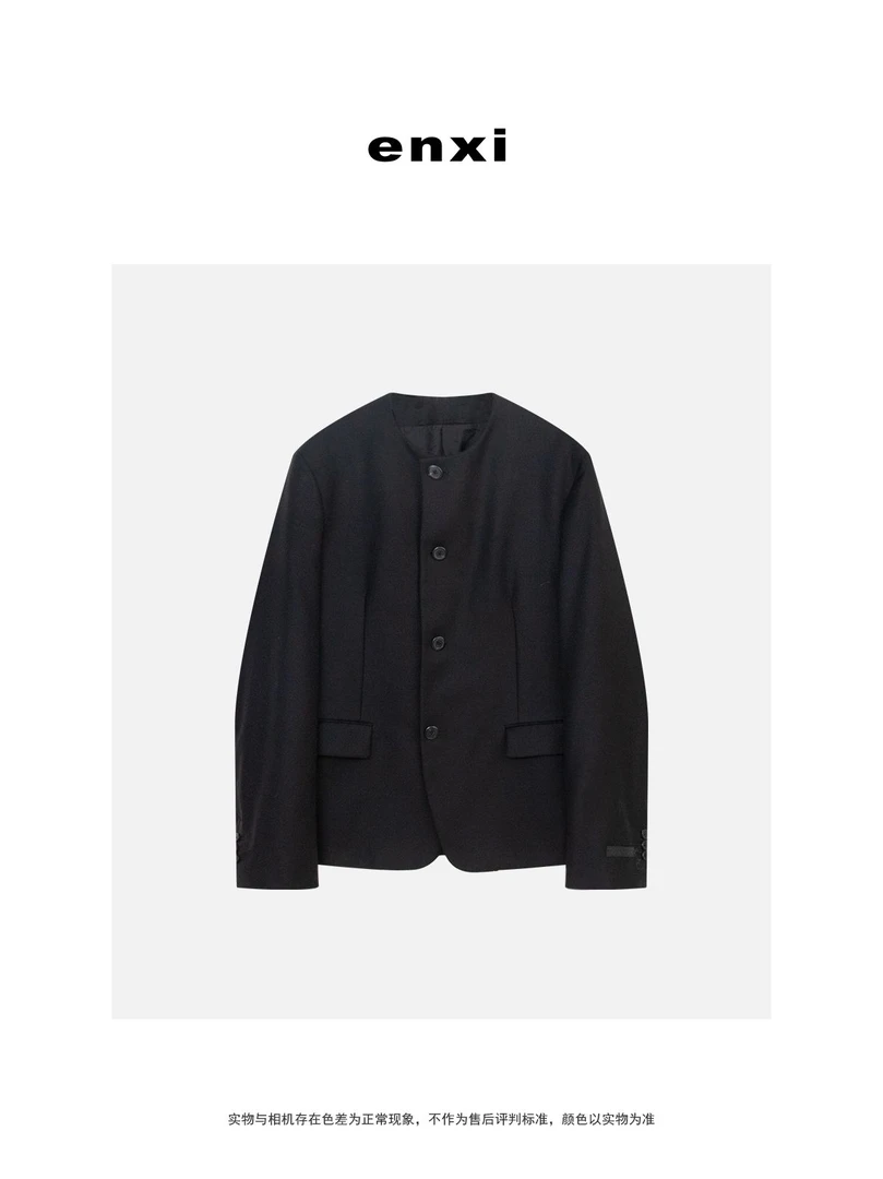 【恩熙】“绵羊毛+马海毛”新款无领廓形羊毛西装外套KF1003061