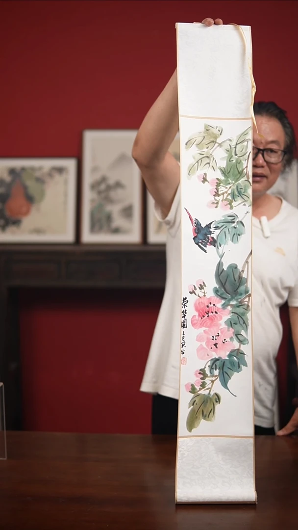 国画手绘-17*110卷轴夏寒作品