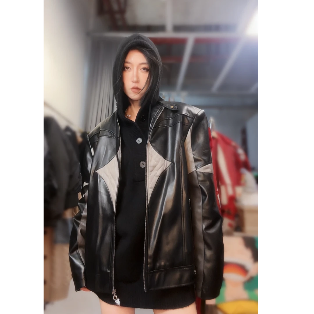 粉丝福利 十三行 BOCOSY 酷帅夹棉机车皮衣外套