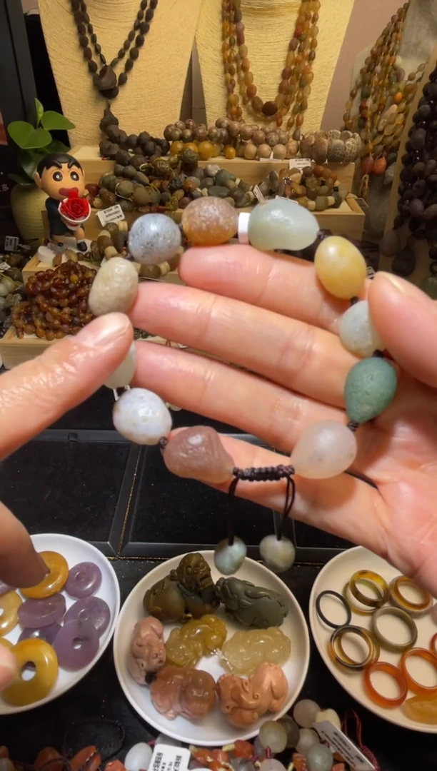 未镶嵌手链玛瑙/玉髓彩玛瑙抽绳手链