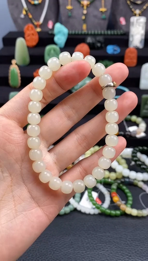 手串未镶嵌和田玉8mm白玉老型手串