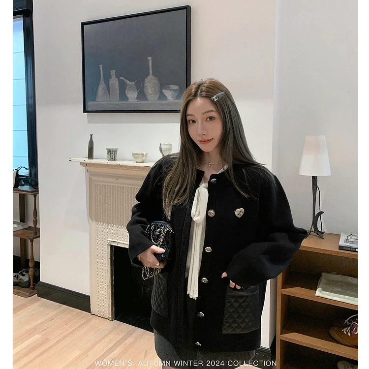 YESWOMEN香香毛织组秋冬季设计感针织衫毛衣开衫女XY73410A4005