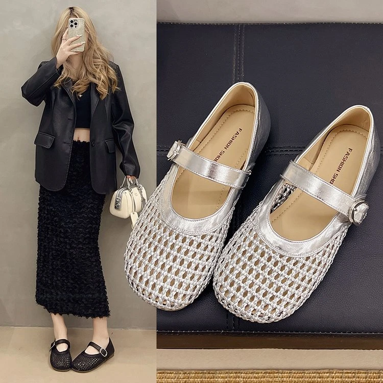 时尚百搭夏季软底玛丽珍包头韩版平底浅口休闲单鞋