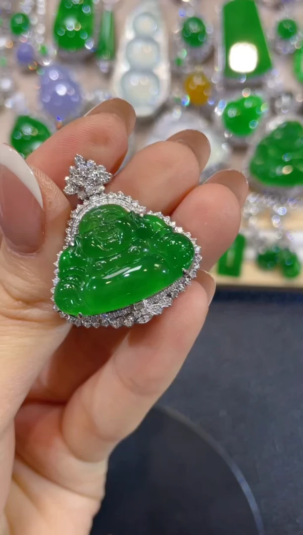 吊坠(不含链)18K金镶嵌翡翠团购5