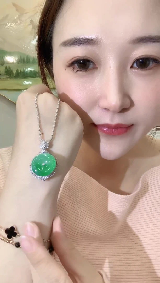 吊坠(不含链)18K金镶嵌翡翠d41