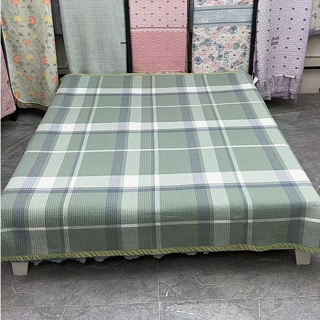 2*2.3米 四季纯棉格子床盖《墨帝蓝》
