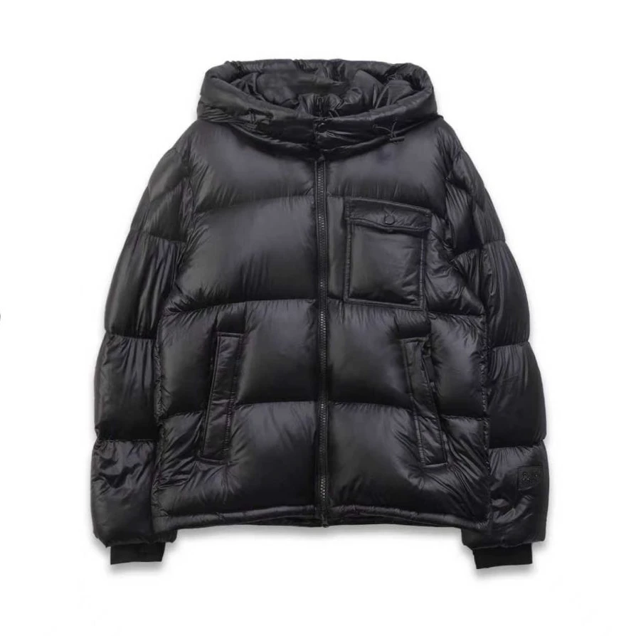 D-NOF611-SZ10211亮面鹅绒服短款连帽加厚保暖多口袋高颜值