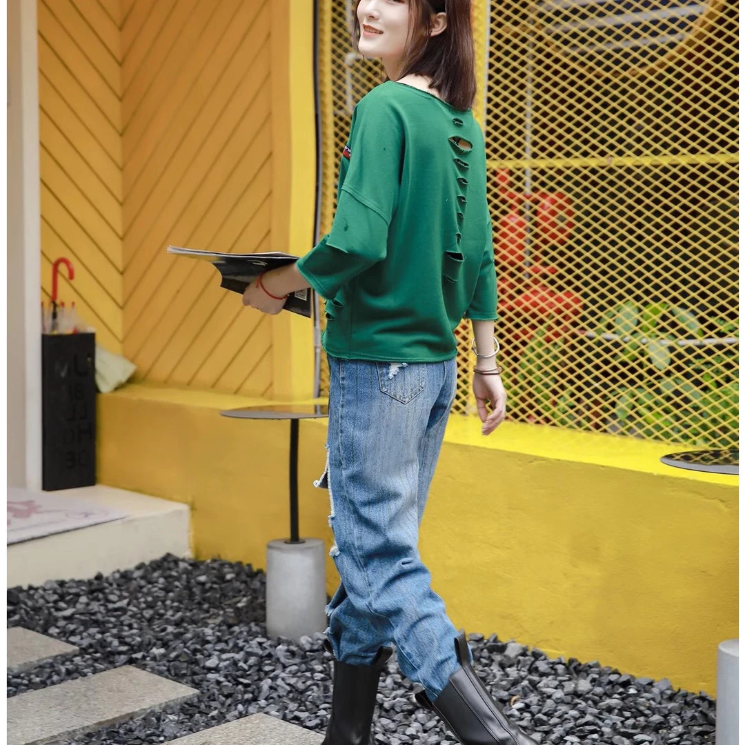 2025秋季新款卫衣牛仔裤哈伦九分裤两件套潮