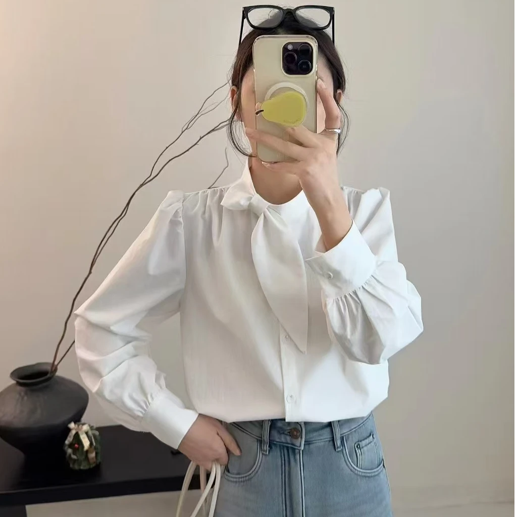 【苗姐优选】春季新款气质高级显瘦蝴蝶结女上衣打底衬衫DMKX24123