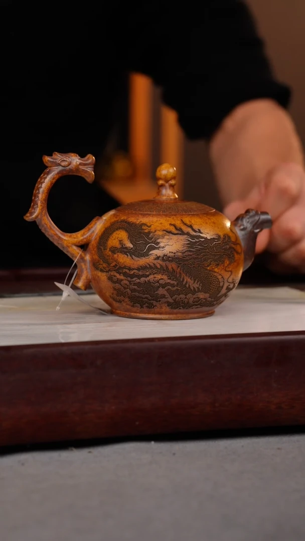 【闪购商品】紫砂茶壶龙骨金砂 半把西施 降龙