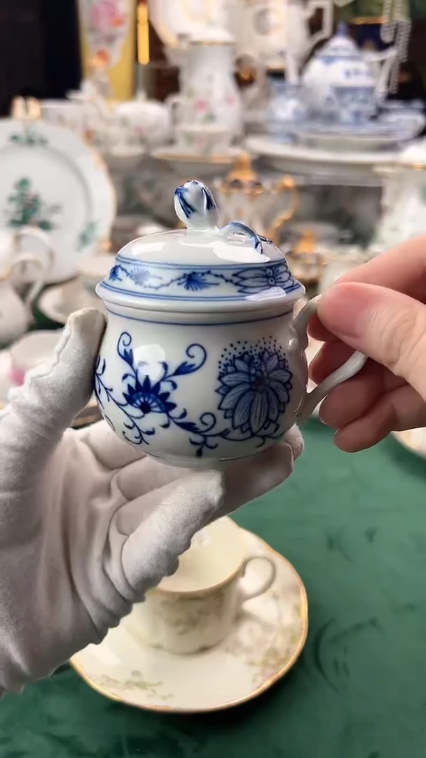 【闪购商品】瓷片梅森蓝洋葱热巧杯