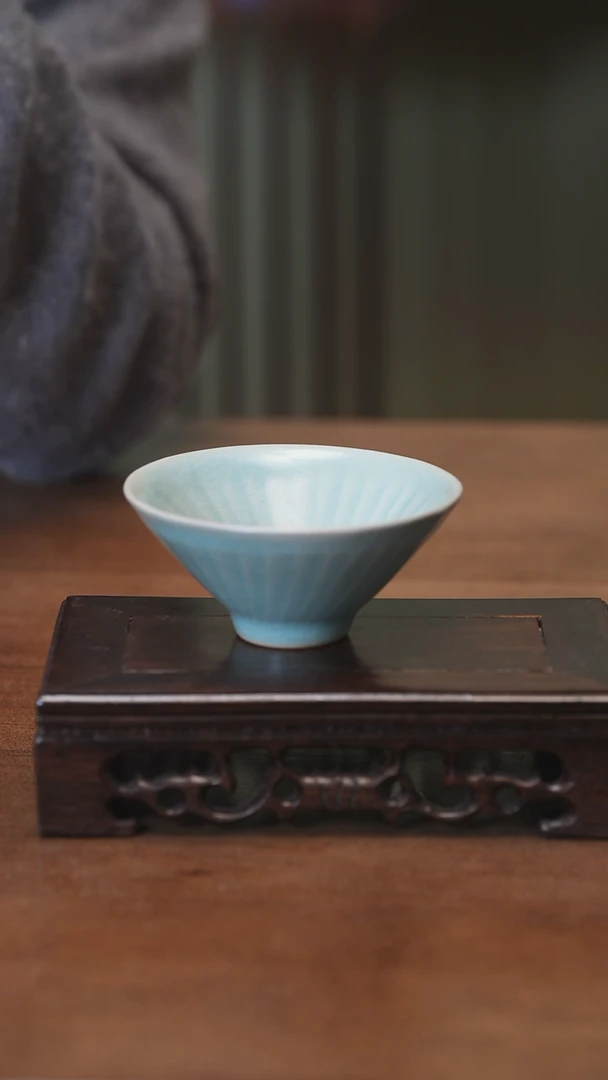【闪购商品】Y宝丰宋官窑原产地汝瓷斗笠杯（微瑕）
