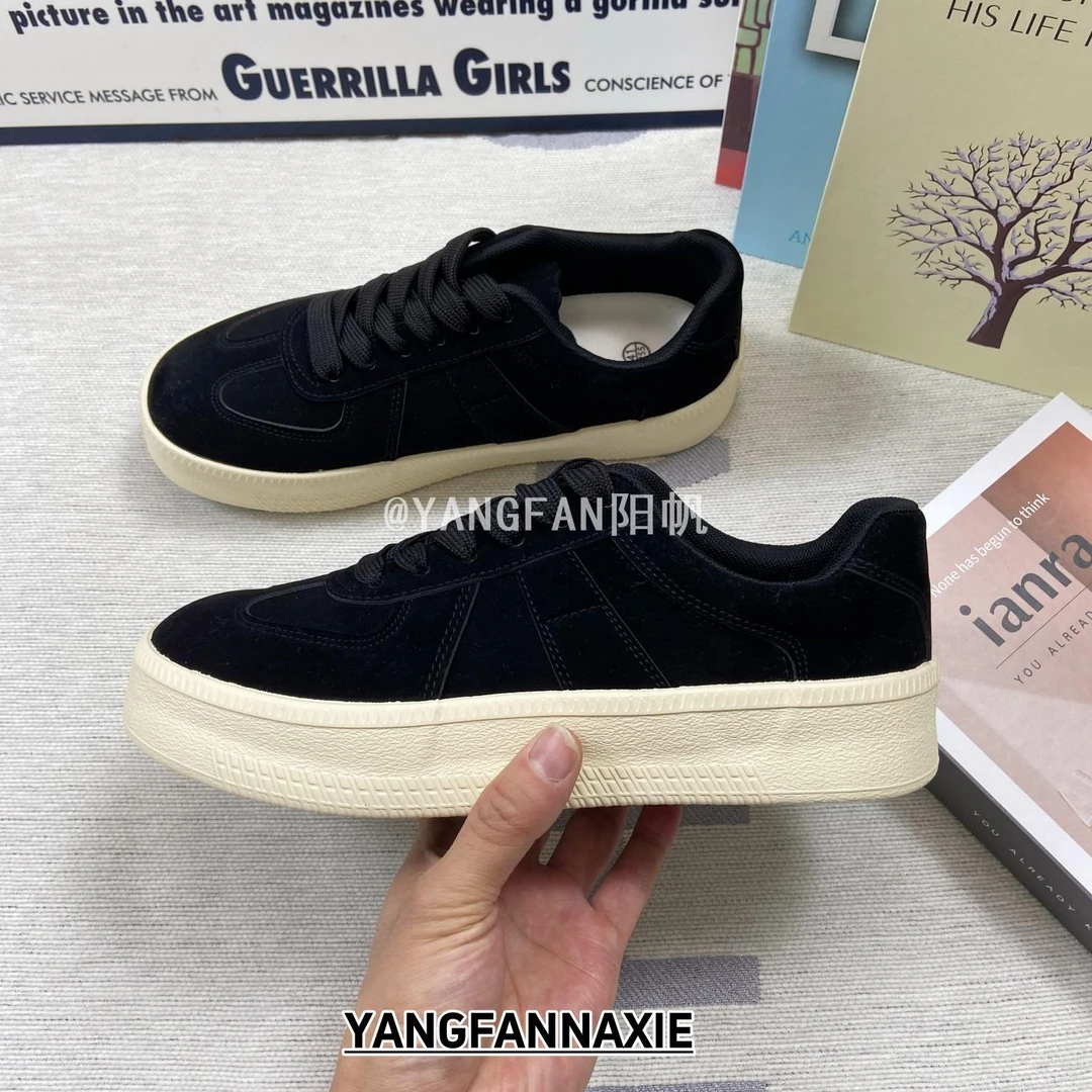 YANGFAN阳帆2026新款磨砂皮板鞋男百搭小众鞋子运动厚底休闲鞋潮