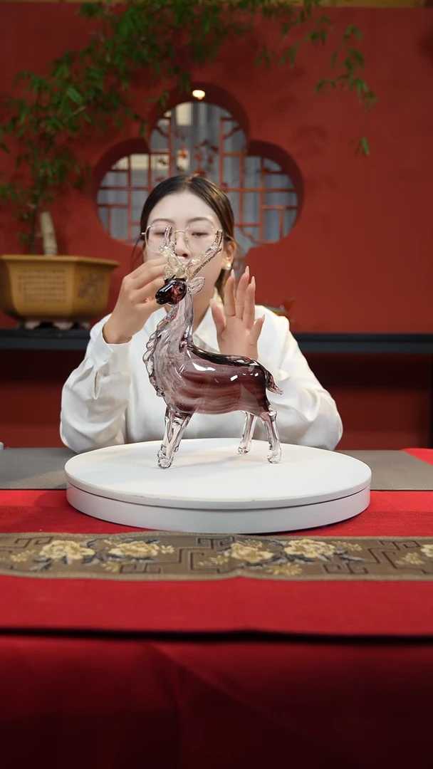 【闪购商品】琉璃手工艺品紫色梅花鹿
