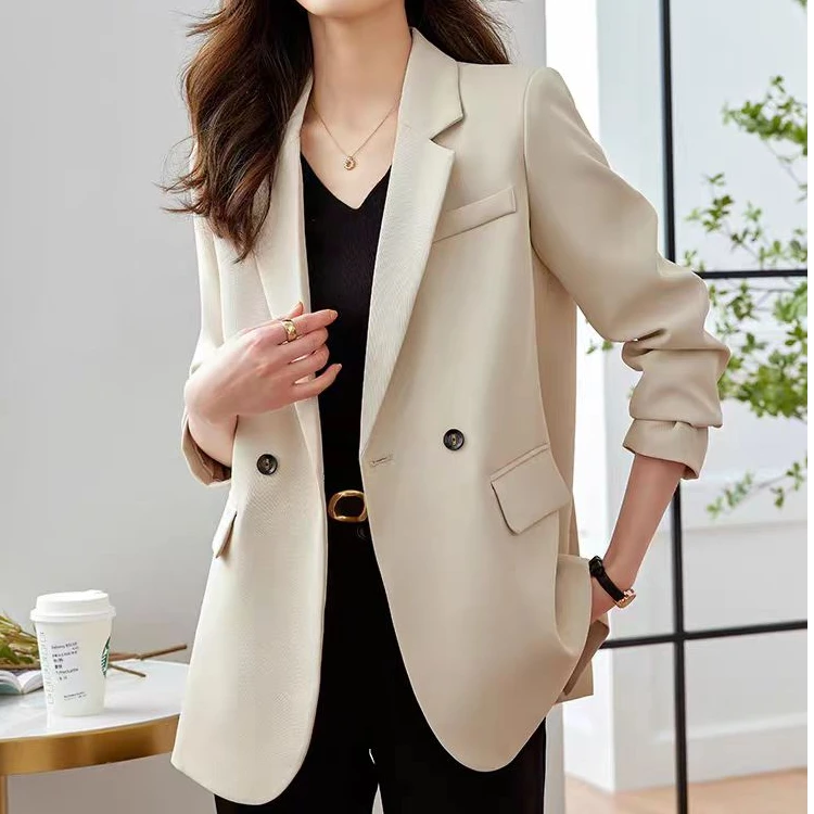 221米白色韩版西装外套女休闲气质春季新款高级感设计感炸街西服
