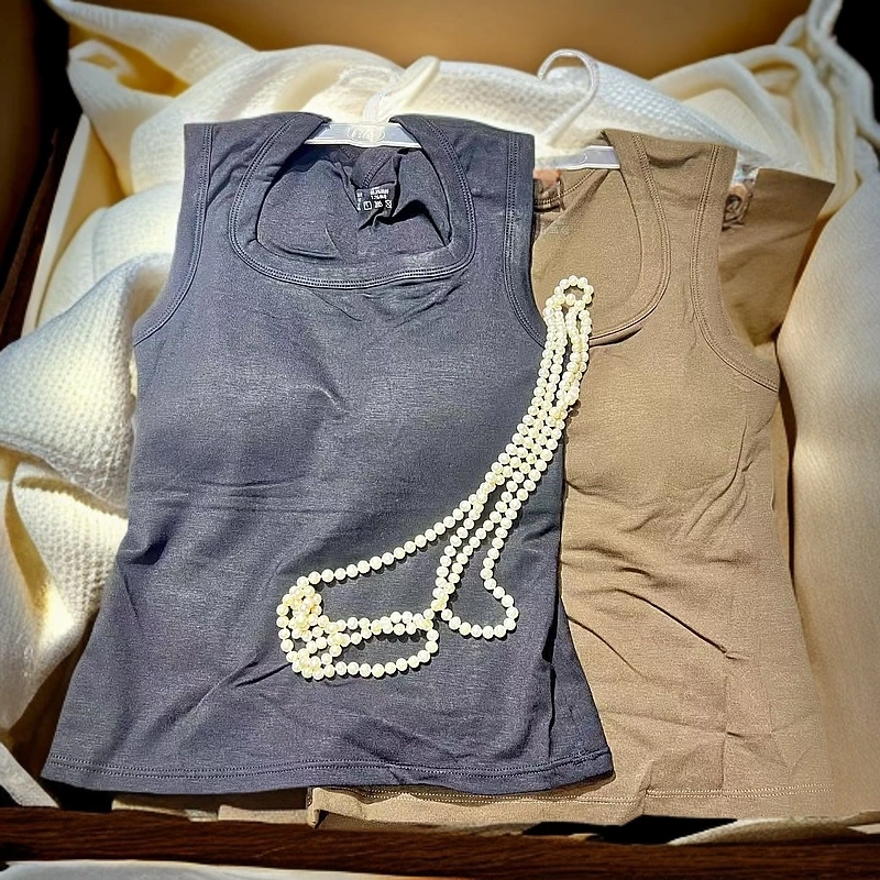 时尚站（D1）女士运动型固定杯休闲吊带背心3655